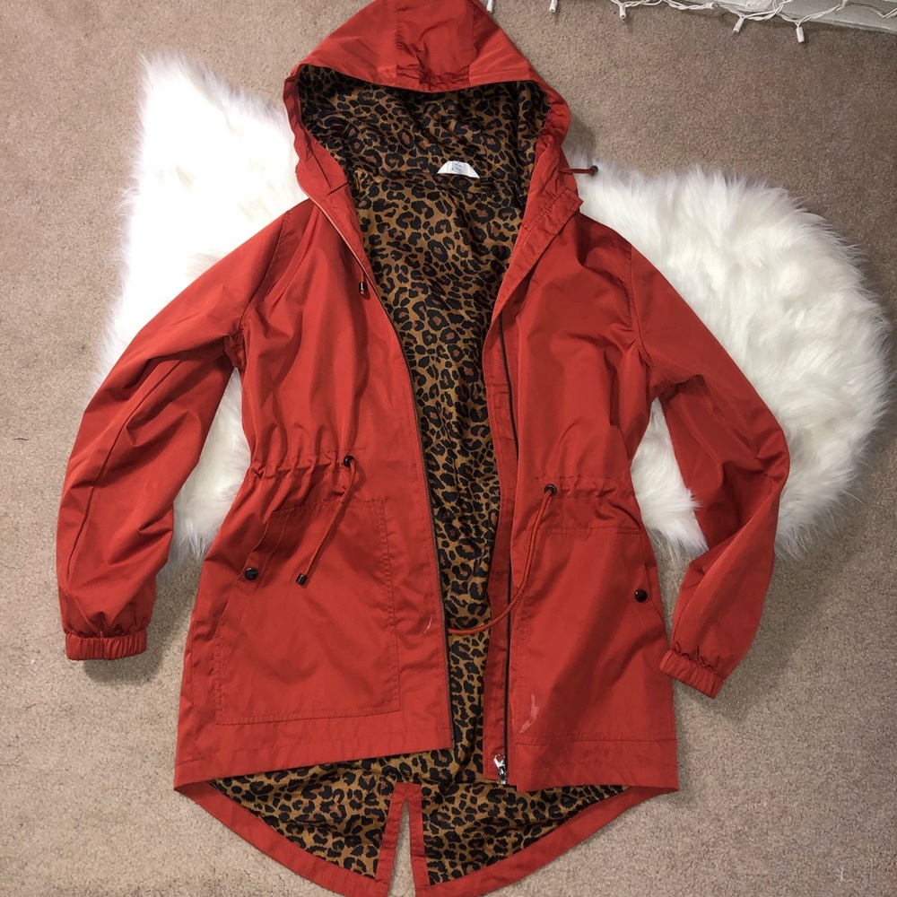 Red and Cheetah Windbreaker Spring Jacket